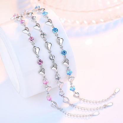 Women's Fashion Hollowed-out Heart-shaped Silver-plated Bracelet