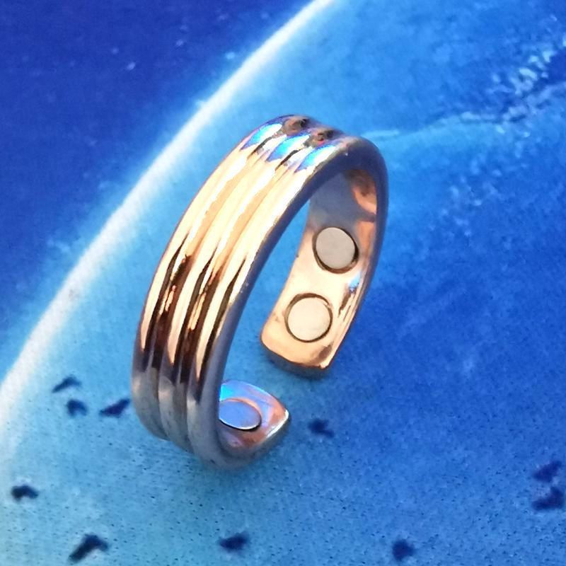 Personalized Electroplated Rose Gold Men's Magnetic Open Magnet Ring