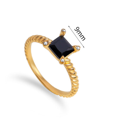 Women's Square Zircon Twist Ring