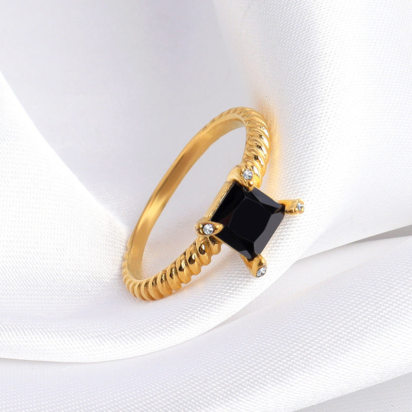 Women's Square Zircon Twist Ring