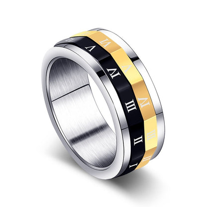 Roman Digital Rotating Titanium Steel Men's Ring