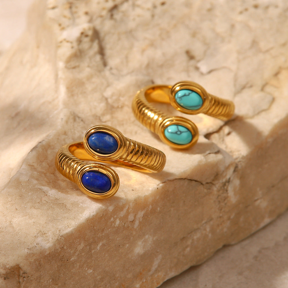 Women's Fashion Lapis Serpentine Ring