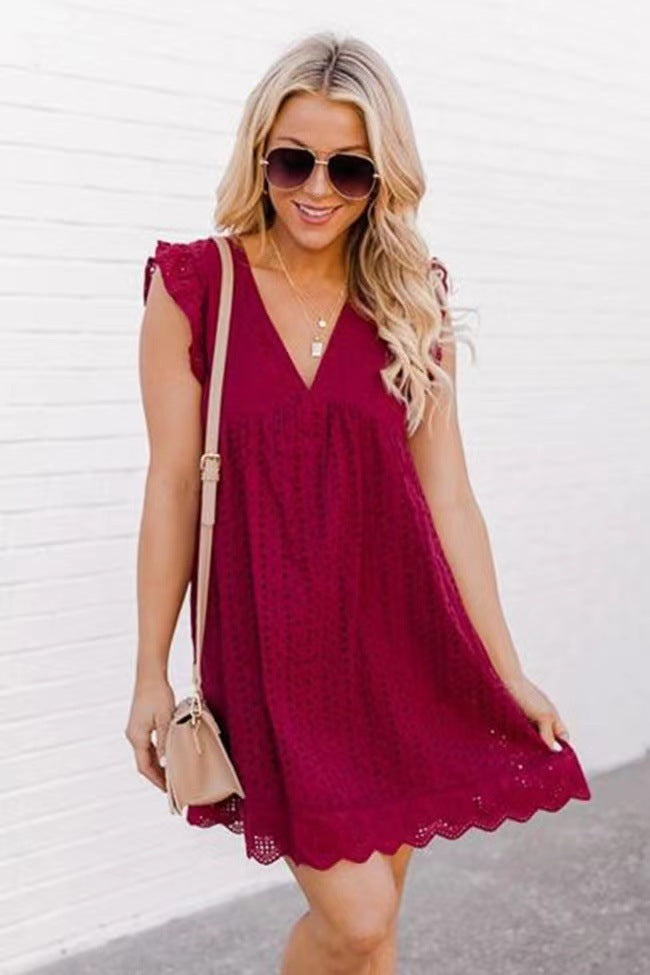 Sleeveless Lace Dress With Pocket