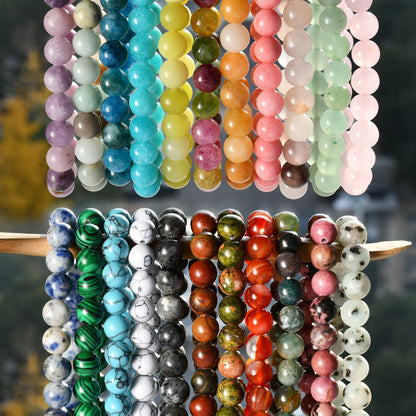 New Chinese Bracelet 8mm Round Beads Natural Stone Bracelet Agate Bead Crystal Tourmaline