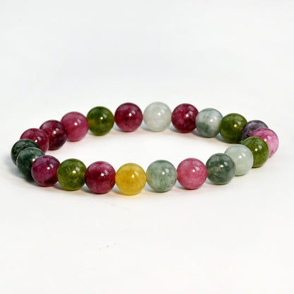 New Chinese Bracelet 8mm Round Beads Natural Stone Bracelet Agate Bead Crystal Tourmaline