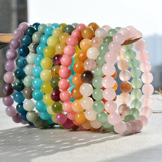 New Chinese Bracelet 8mm Round Beads Natural Stone Bracelet Agate Bead Crystal Tourmaline