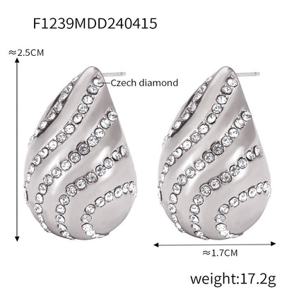 Retro Minority Affordable Luxury Style With Diamond Design Sense Water Drop-shaped Earrings