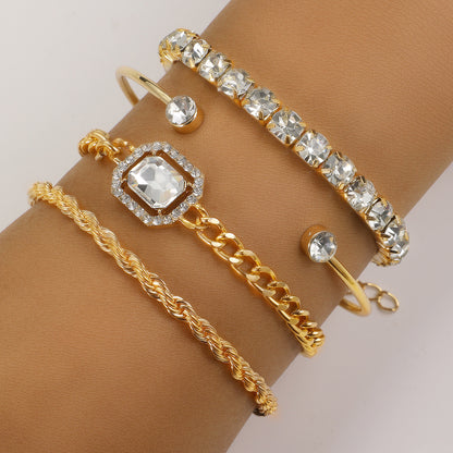 4 Pcs Crystal Bracelet Set Bohemian Design