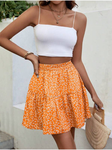 A- Line Short High Waist Floral Frill Hem Skirt | $24.99 | InTown Shopping