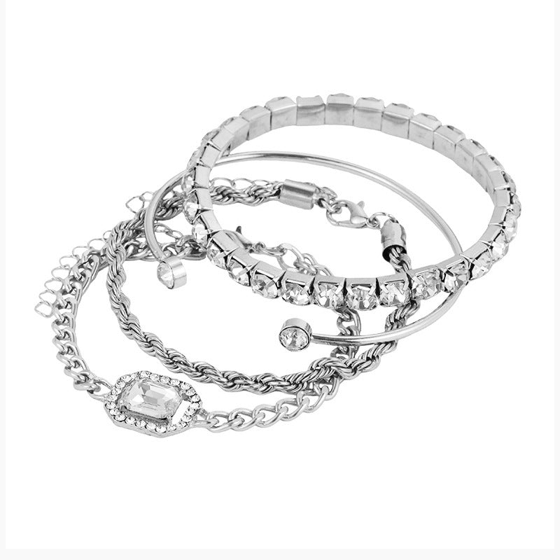 4 Pcs Crystal Bracelet Set Bohemian Design