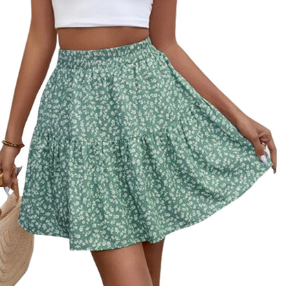 A- Line Short High Waist Floral Frill Hem Skirt | $24.99 | InTown Shopping