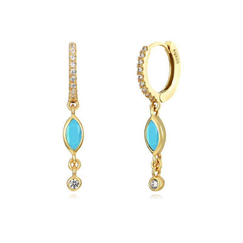 Women's Sterling Silver Needle Zircon Earrings