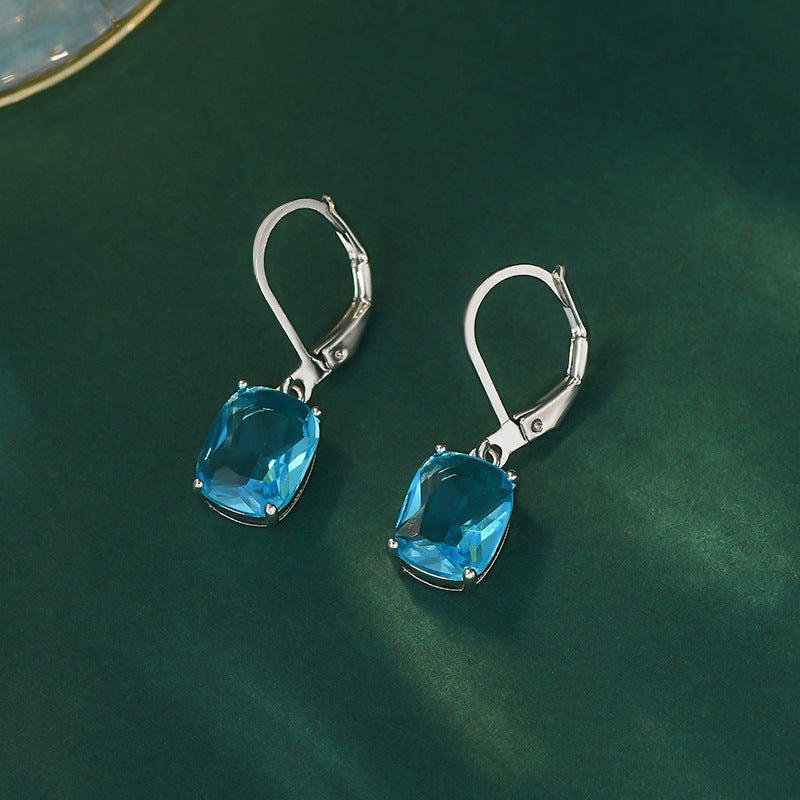 Micro-inlaid Blue Zircon Pendant Earrings For Women