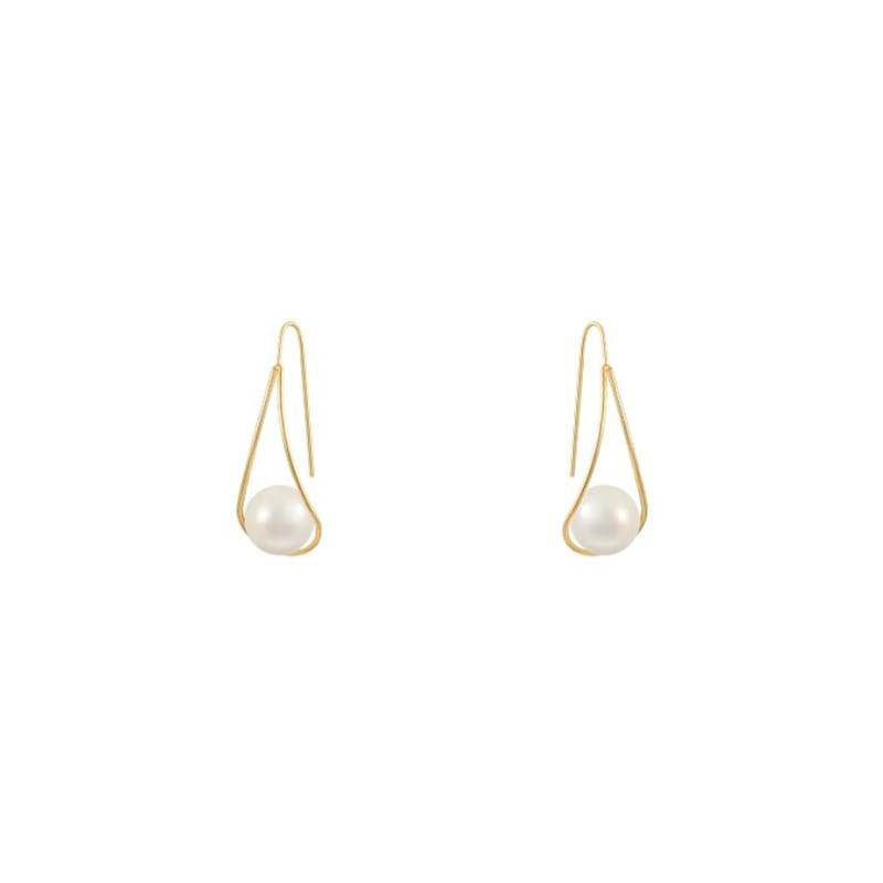 Simple Design Hollow Water Drops Pearl Earrings For Women