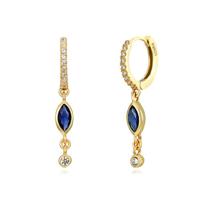 Women's Sterling Silver Needle Zircon Earrings