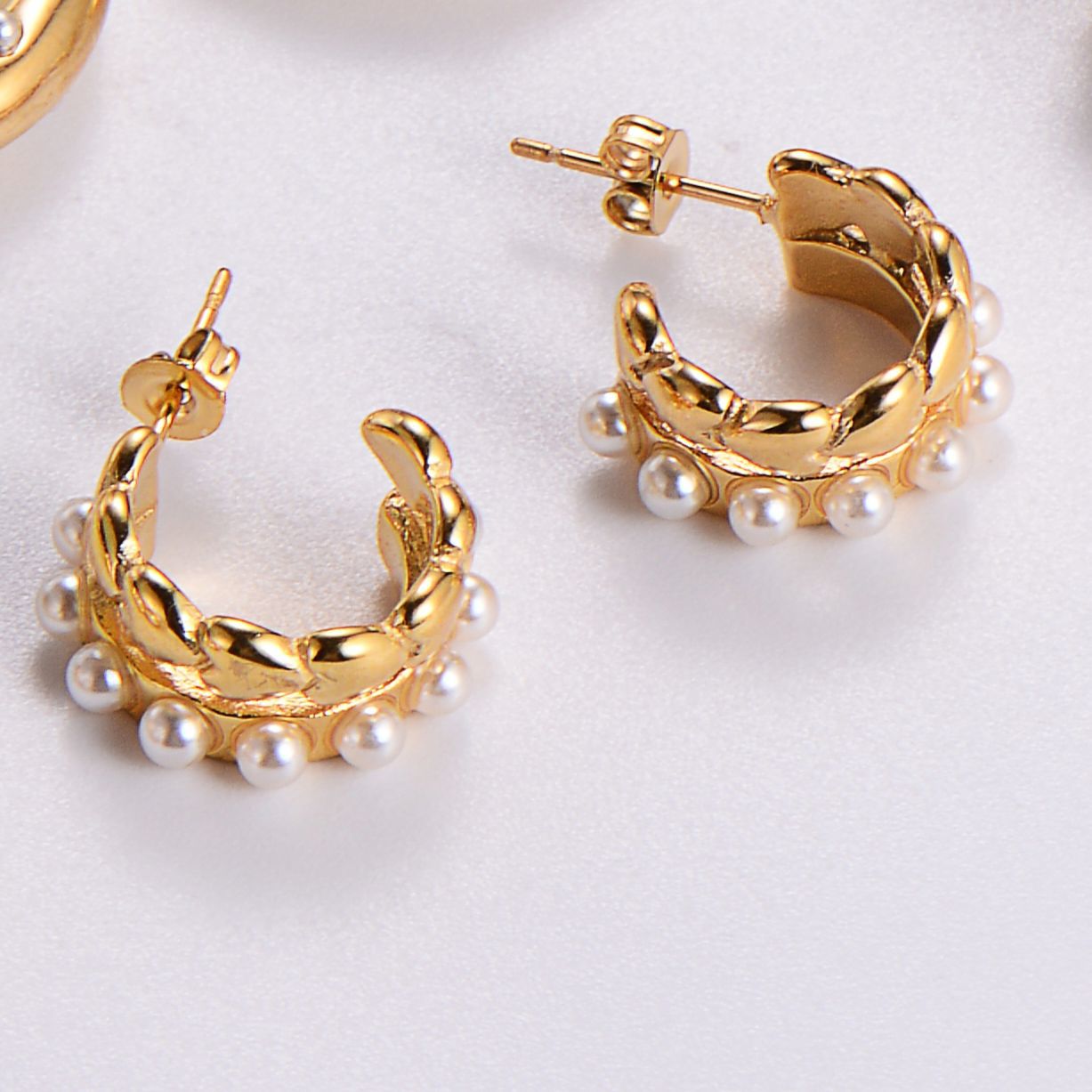 Elegant Water Drop Round Half Circle Crescent Hollow Stainless Steel Earrings