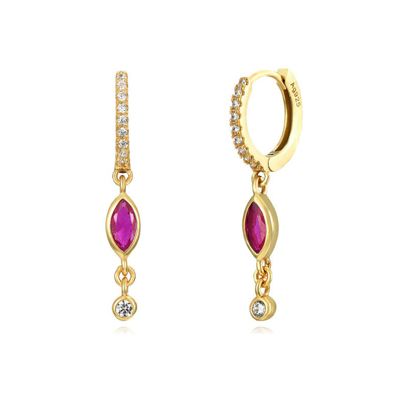 Women's Sterling Silver Needle Zircon Earrings