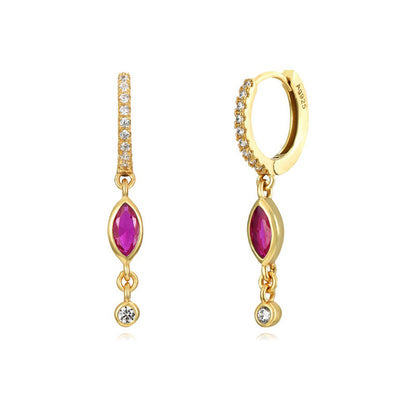 Women's Sterling Silver Needle Zircon Earrings