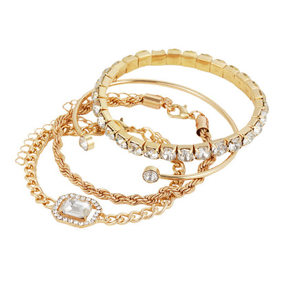 4 Pcs Crystal Bracelet Set Bohemian Design