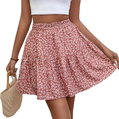 A- Line Short High Waist Floral Frill Hem Skirt | $24.99 | InTown Shopping