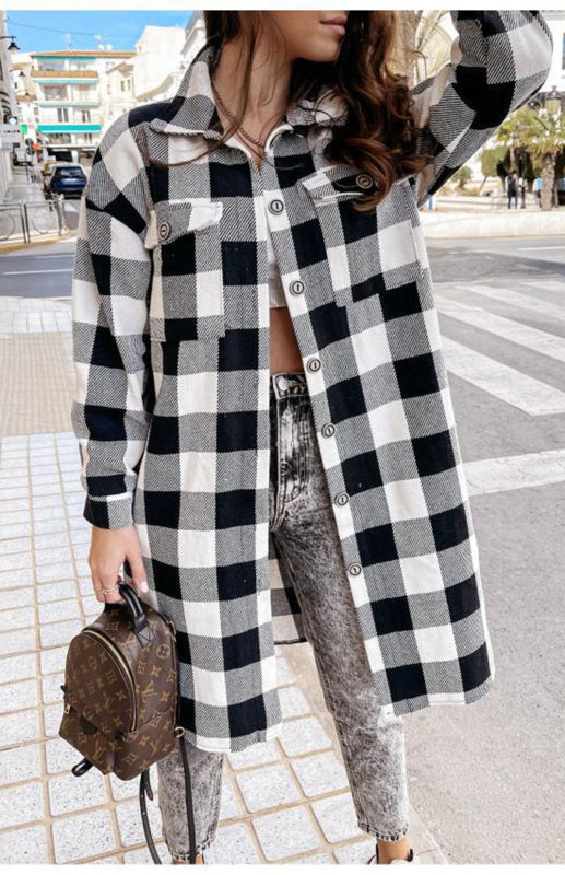 Women'S Long Plaid Shirt, Large Coat | $49.99 | InTown Shopping