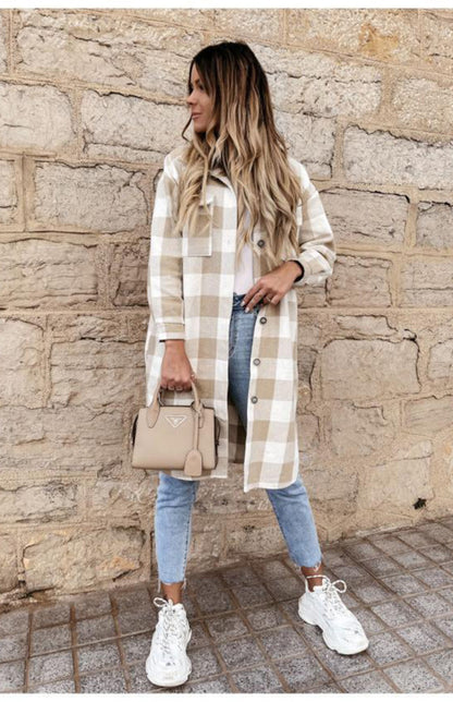 Women'S Long Plaid Shirt, Large Coat | $49.99 | InTown Shopping