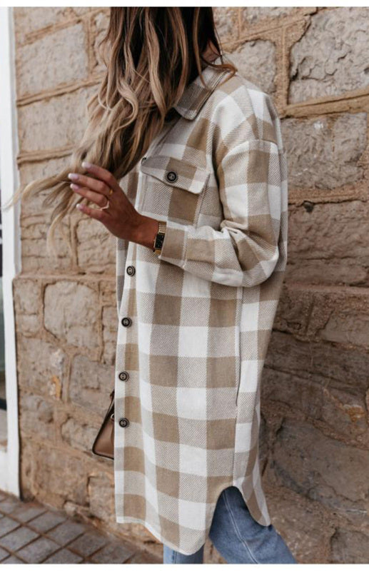 Women'S Long Plaid Shirt, Large Coat | $49.99 | InTown Shopping