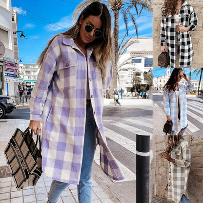 Women'S Long Plaid Shirt, Large Coat | $49.99 | InTown Shopping