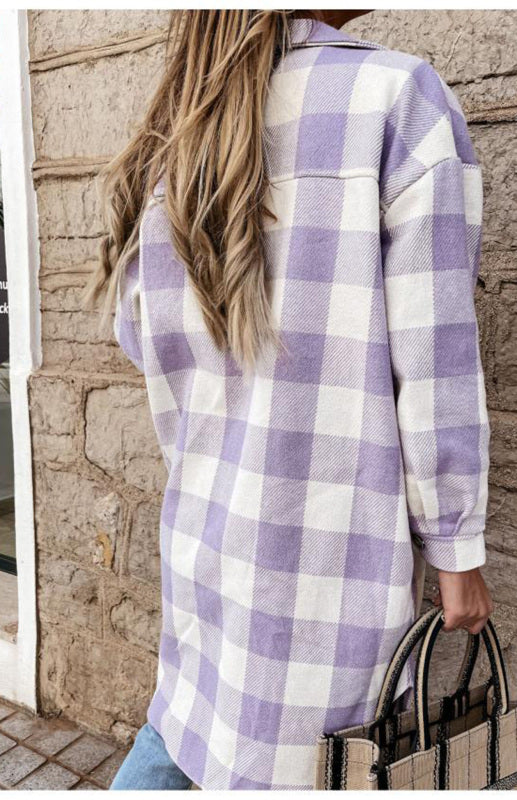 Women'S Long Plaid Shirt, Large Coat | $49.99 | InTown Shopping