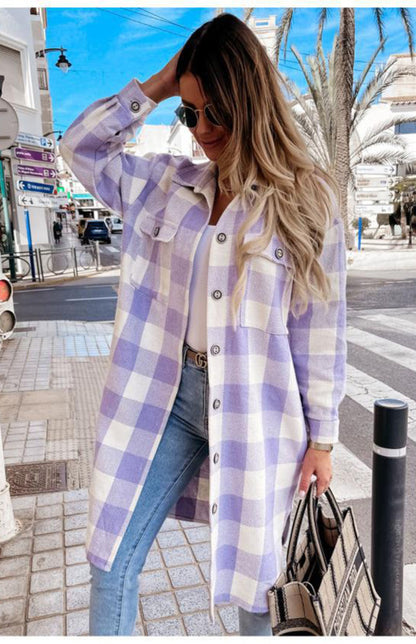 Women'S Long Plaid Shirt, Large Coat | $49.99 | InTown Shopping