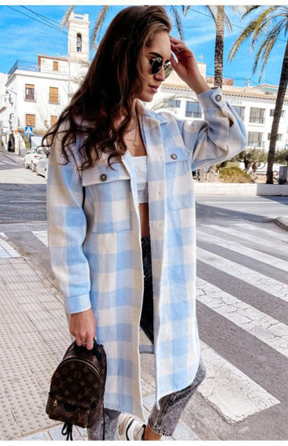 Women'S Long Plaid Shirt, Large Coat | $49.99 | InTown Shopping