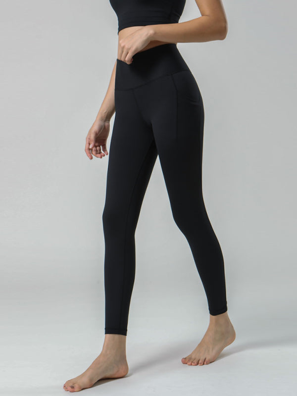 Double Sided Brushed Yoga Ninth Pants High Waist Pocket Sports Yoga Pants Women | $34.99 | InTown Shopping