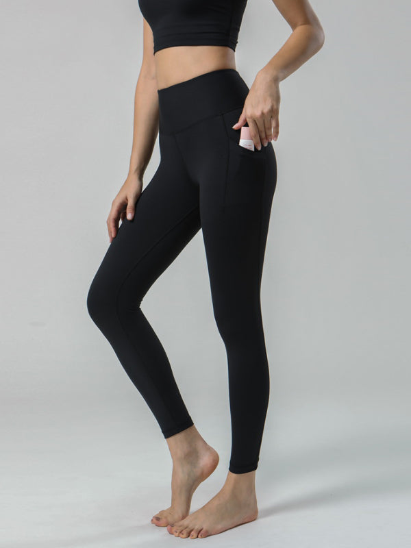 Double Sided Brushed Yoga Ninth Pants High Waist Pocket Sports Yoga Pants Women | $34.99 | InTown Shopping