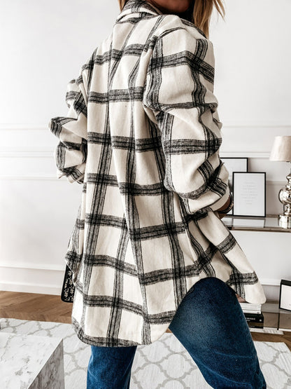 Women's Plaid Casual Brushed Wool Cardigan Jacket | $49.99 | InTown Shopping