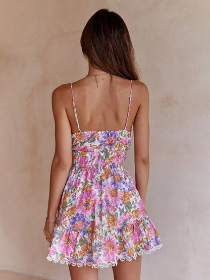 Women's Chest Knotted Printed Backless Waist Sling Dress | $34.99 | InTown Shopping