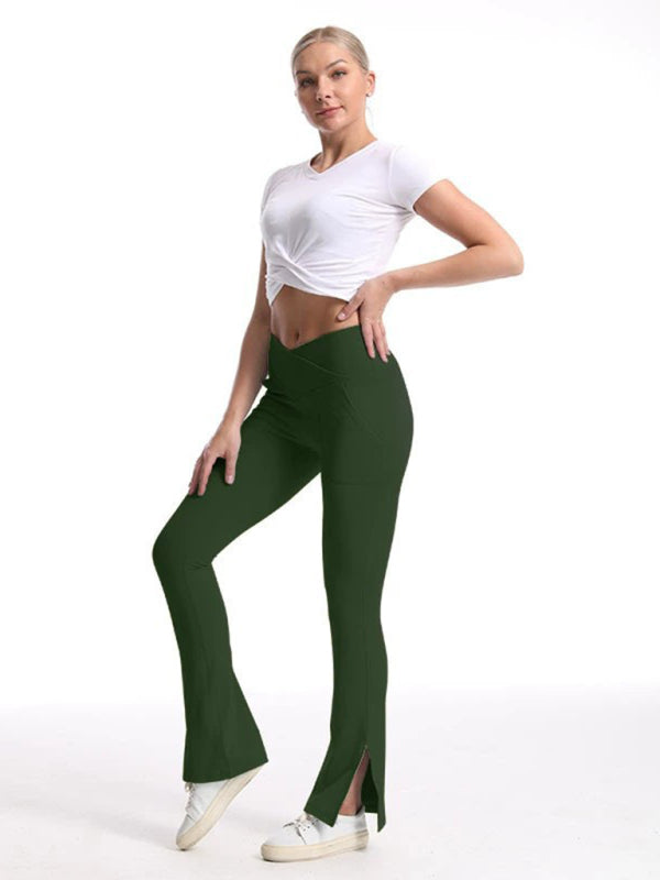 Slit Micro High Waist Elastic Hip Lifting Abdomen Dance Casual Sports Trousers | $39.99 | InTown Shopping