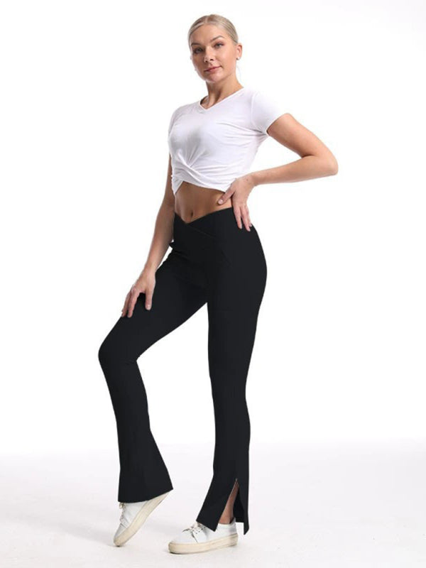 Slit Micro High Waist Elastic Hip Lifting Abdomen Dance Casual Sports Trousers | $39.99 | InTown Shopping