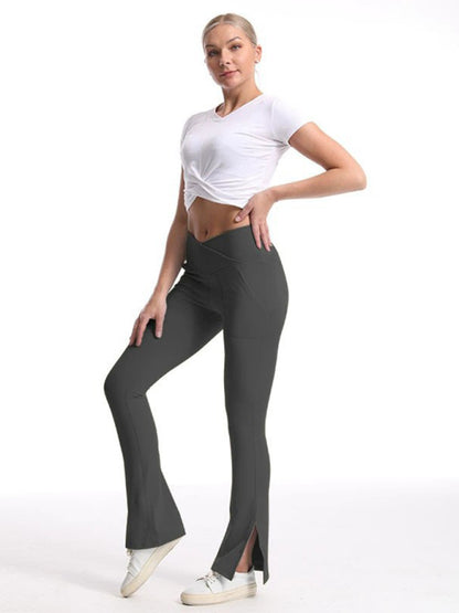 Slit Micro High Waist Elastic Hip Lifting Abdomen Dance Casual Sports Trousers | $39.99 | InTown Shopping