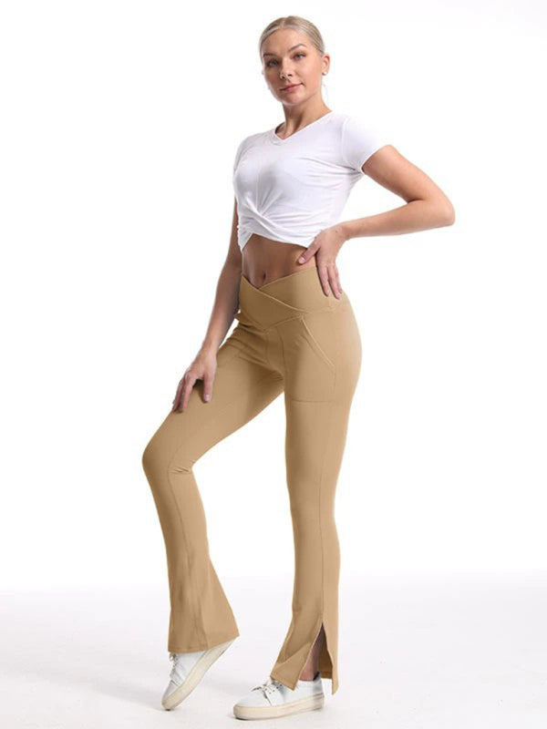 Slit Micro High Waist Elastic Hip Lifting Abdomen Dance Casual Sports Trousers | $39.99 | InTown Shopping