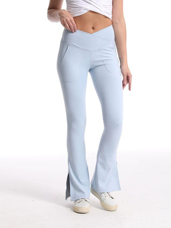 Slit Micro High Waist Elastic Hip Lifting Abdomen Dance Casual Sports Trousers | $39.99 | InTown Shopping