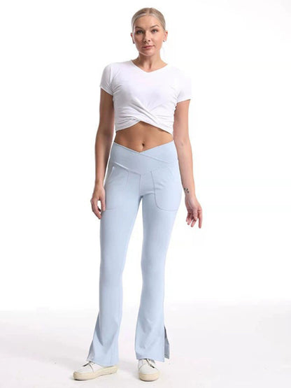 Slit Micro High Waist Elastic Hip Lifting Abdomen Dance Casual Sports Trousers | $39.99 | InTown Shopping