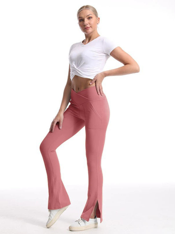 Slit Micro High Waist Elastic Hip Lifting Abdomen Dance Casual Sports Trousers | $39.99 | InTown Shopping