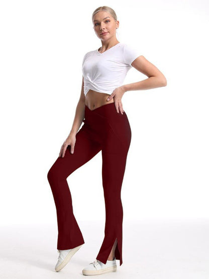 Slit Micro High Waist Elastic Hip Lifting Abdomen Dance Casual Sports Trousers | $39.99 | InTown Shopping